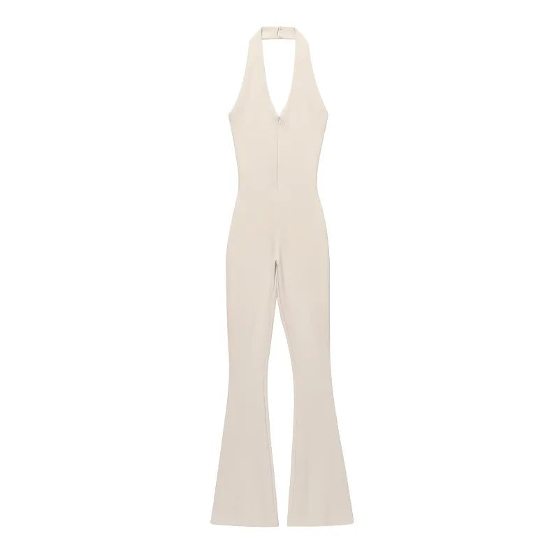 Backless Flare Leg Jumpsuit