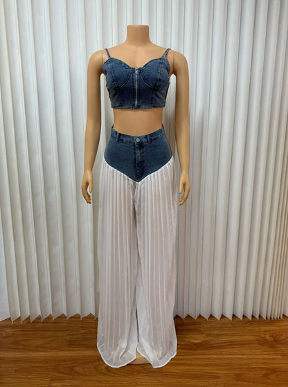 Denim Cami Wide Leg Set
