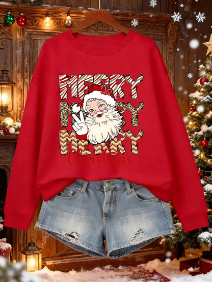 Santa Claus Print Christmas Sweatshirt