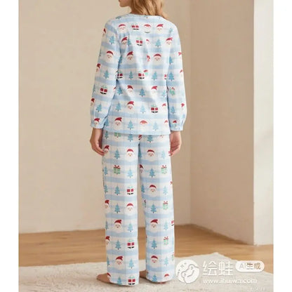 Santa Claus & Tree Print Pajama Set