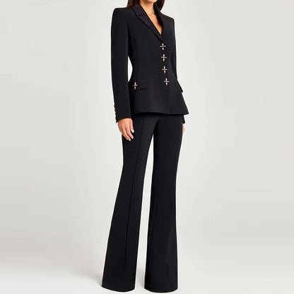 Solid Blazer Three Piece Set