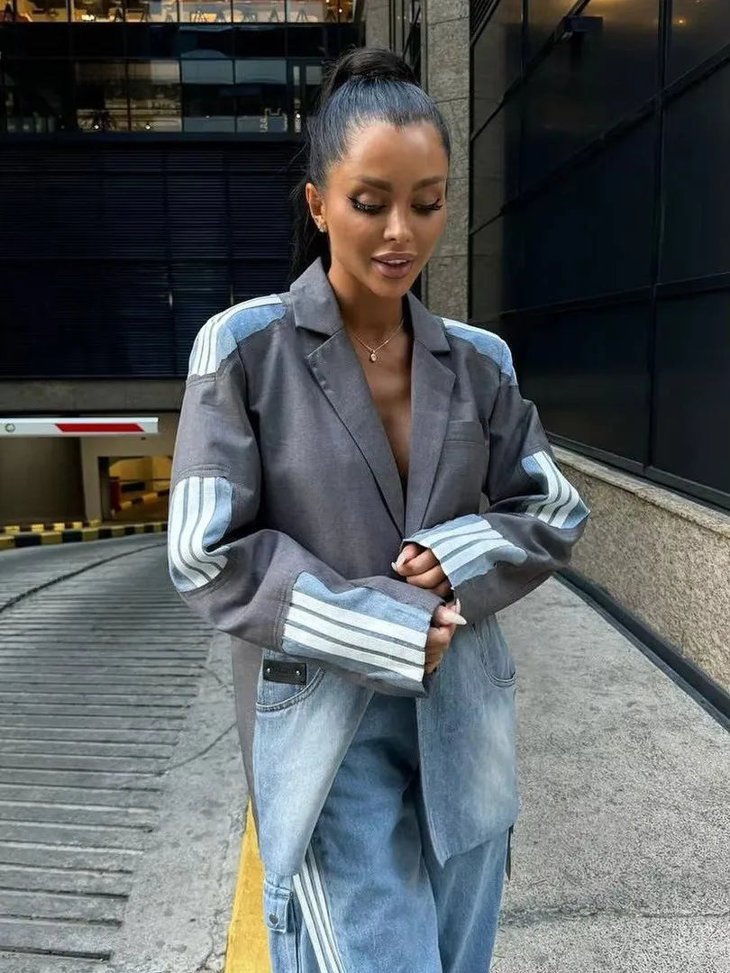 Cowboy Style Spliced Blazer