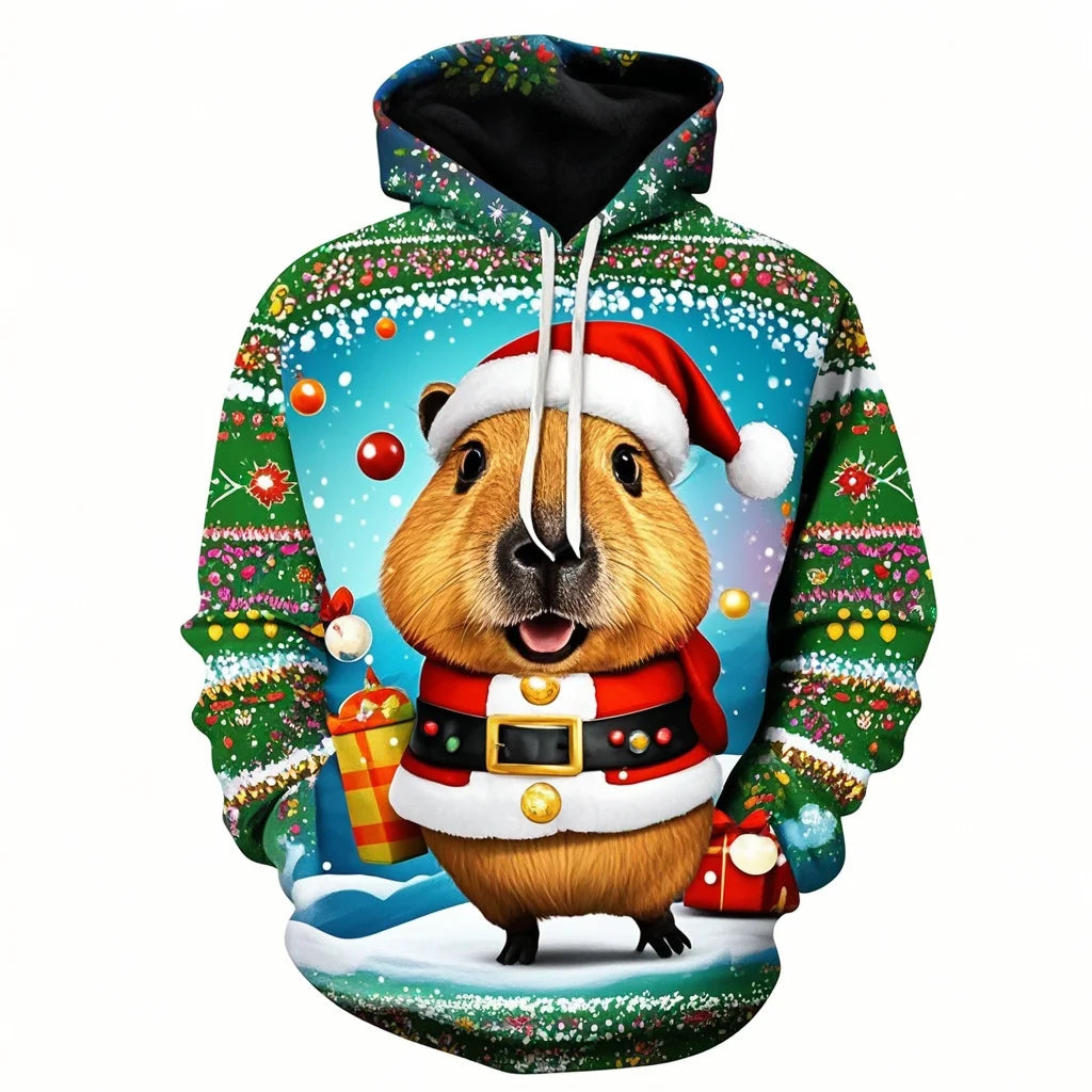 Capybara Print 3D Hoodie for Men