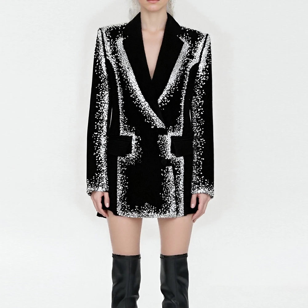 Lapel Printed Tunic Blazer