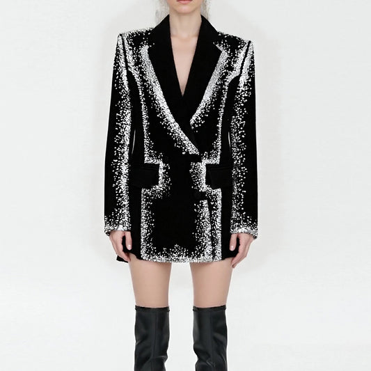 Lapel Printed Tunic Blazer