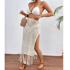 Knitted High Slit Sarong Skirt