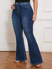High Waist Embroidered Flared Jeans