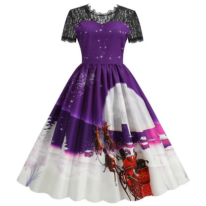 Vintage Print A-Line Dress