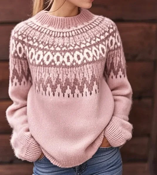 Crew Neck Color Block Knit Sweater