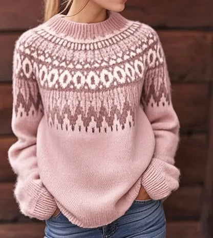 Crew Neck Color Block Knit Sweater
