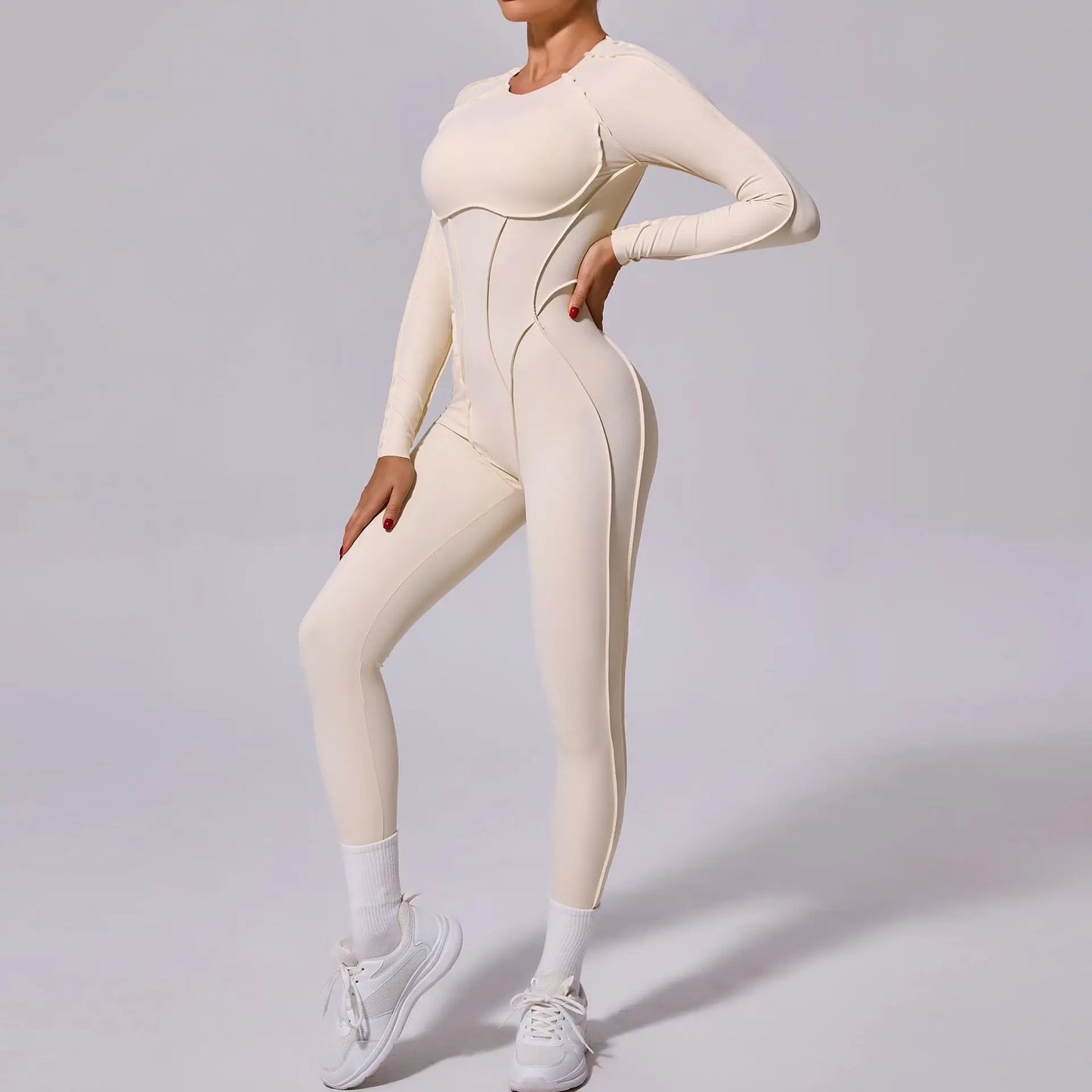 Backless Long Sleeve Yoga Jumpsuit