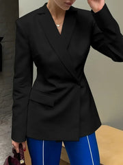 Hollow Out Covered Button Blazer