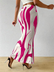 Zebra Print High Waist Fishtail Skirt