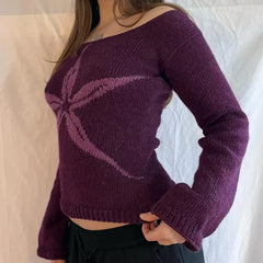 Off Shoulder Graphic Sweater