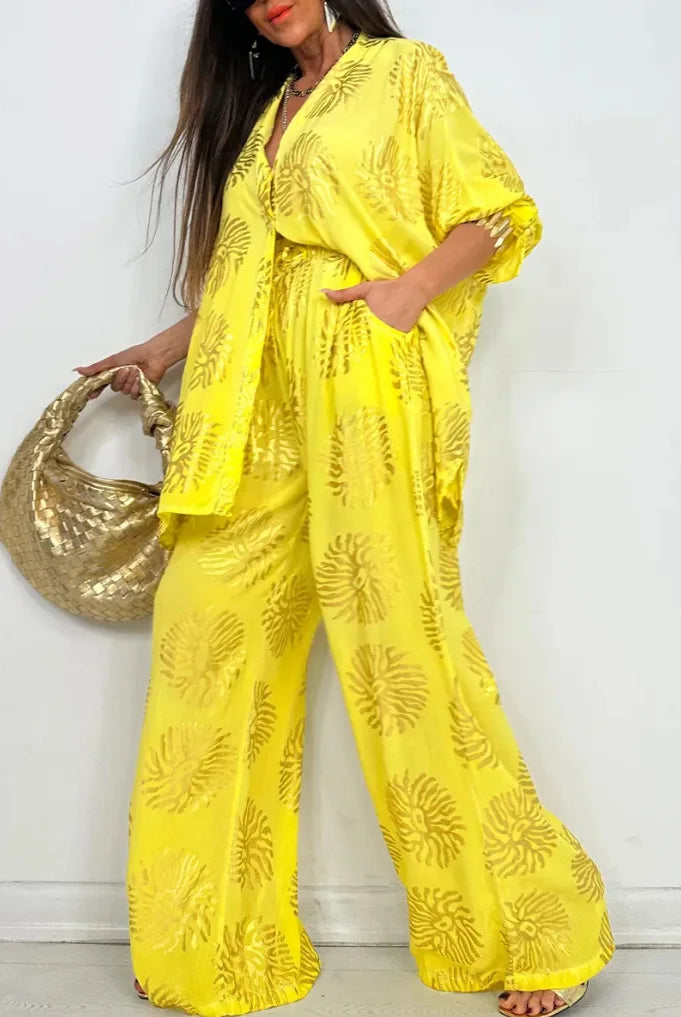 Oversized Print Shirt and Pants Set