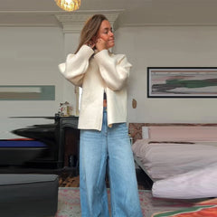 Zip-Up Solid Knit Cardigan