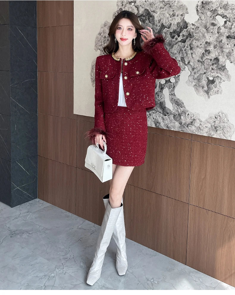 French Vintage Tweed Two-Piece Set