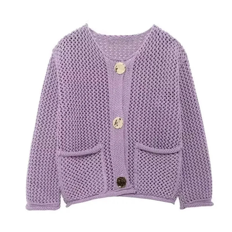 Short Knit Cardigan with Pockets