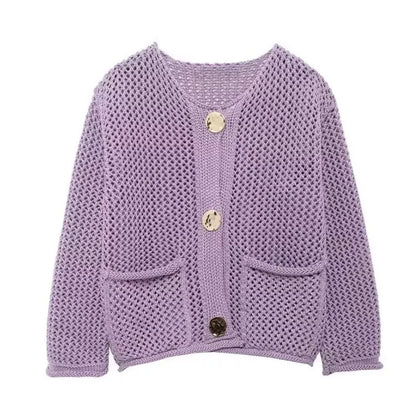 Short Knit Cardigan with Pockets