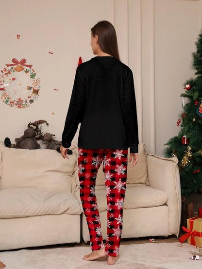 Black Reindeer Print Pajama Set