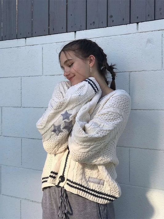 Star Embroidered Knit Cardigan
