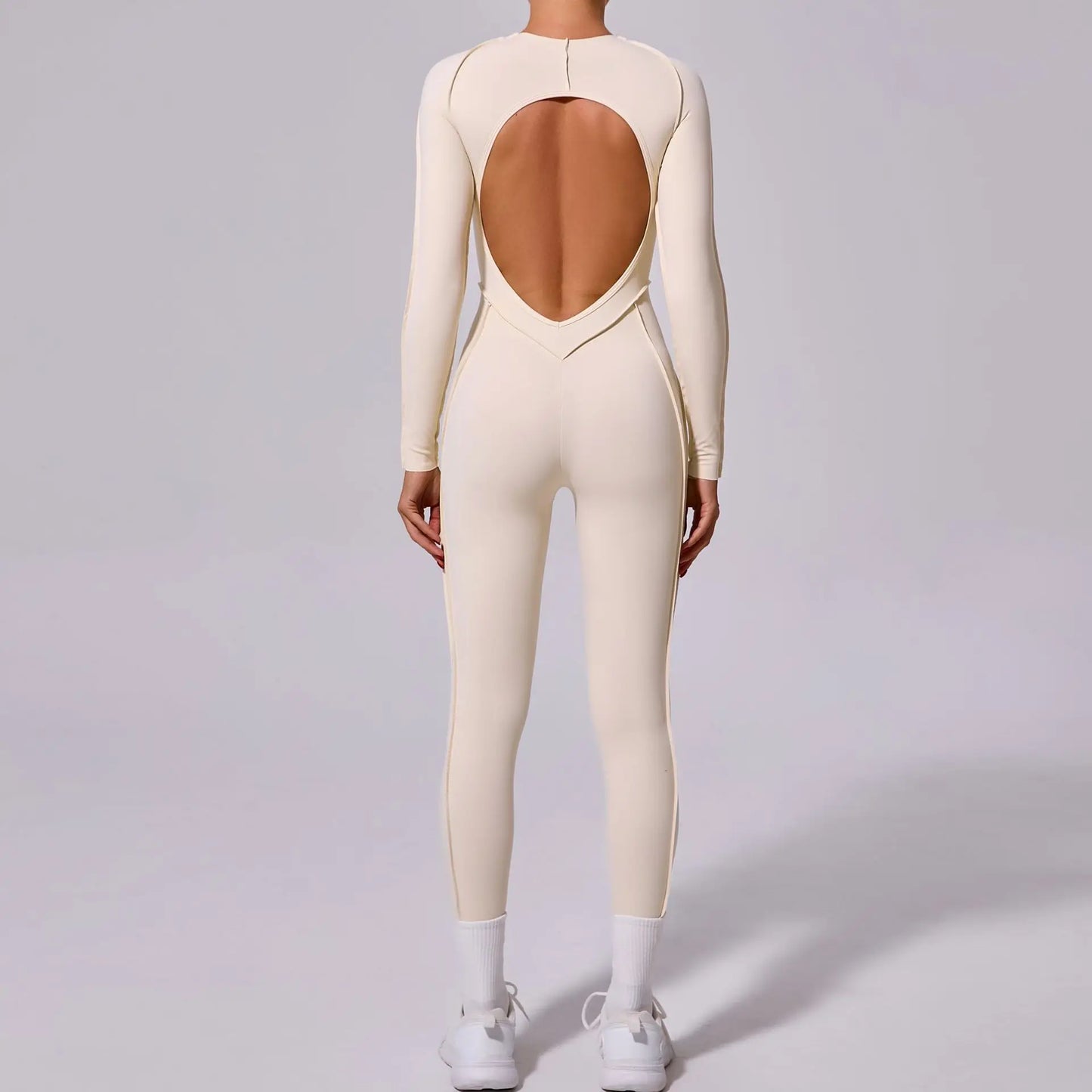 Backless Long Sleeve Yoga Jumpsuit