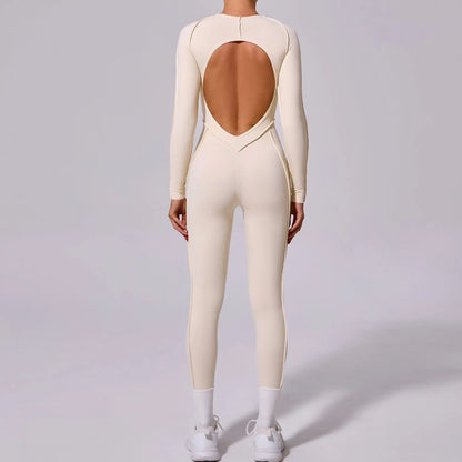 Backless Long Sleeve Yoga Jumpsuit