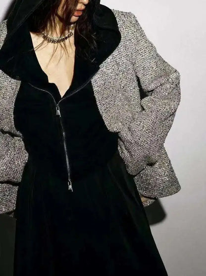 Silver Sequined Tweed Blazer