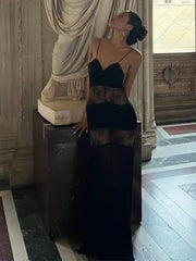 Lace See-Through Sling Maxi Dress