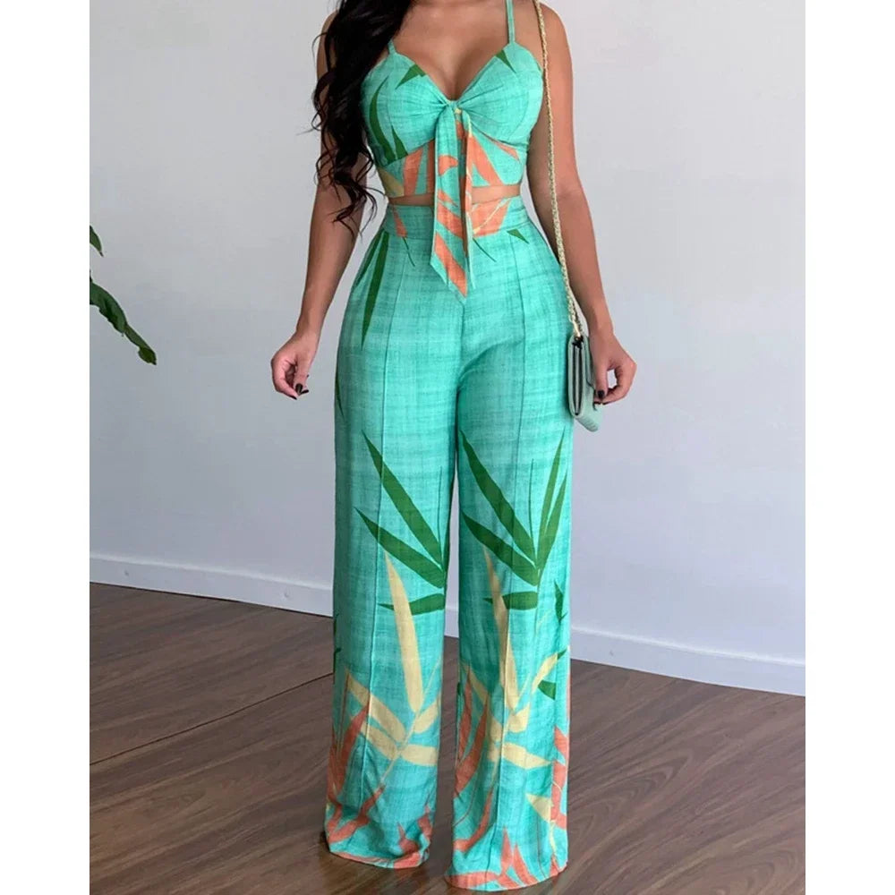 Tropical Print Cami Pants Set