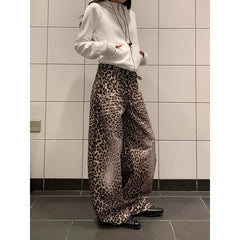 Black Leopard Baggy Jeans
