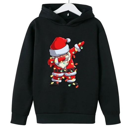Santa Claus Print Oversized Hoodie