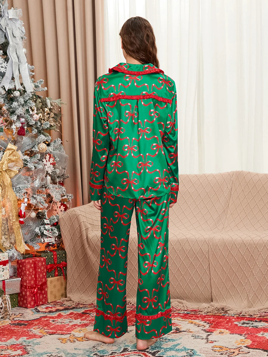 Leopard Print Christmas Pajama Set