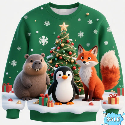 3D Capybara & Penguin Christmas Sweater