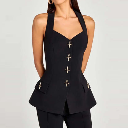 Solid Blazer Three Piece Set