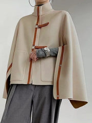 Buckle High Neck Cape Jacket
