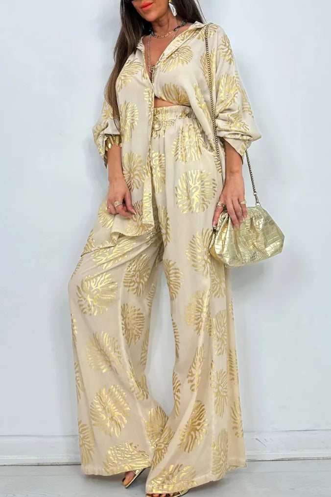 Oversized Print Shirt and Pants Set