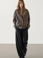 Double-Breasted V-Neck Cardigan
