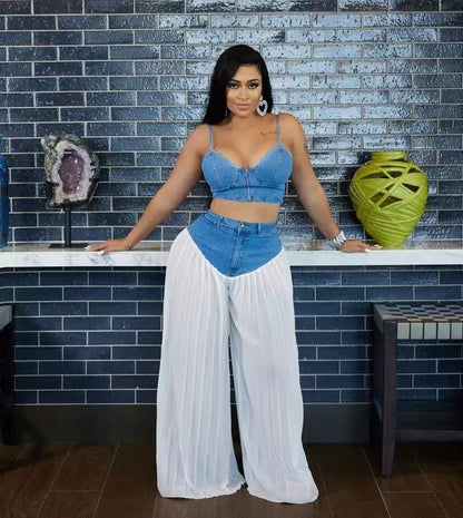 Denim Cami Wide Leg Set