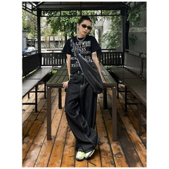 Oversized Embroidered Black Jeans