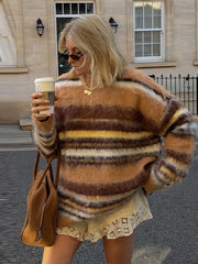 Color Block Striped Knit Sweater