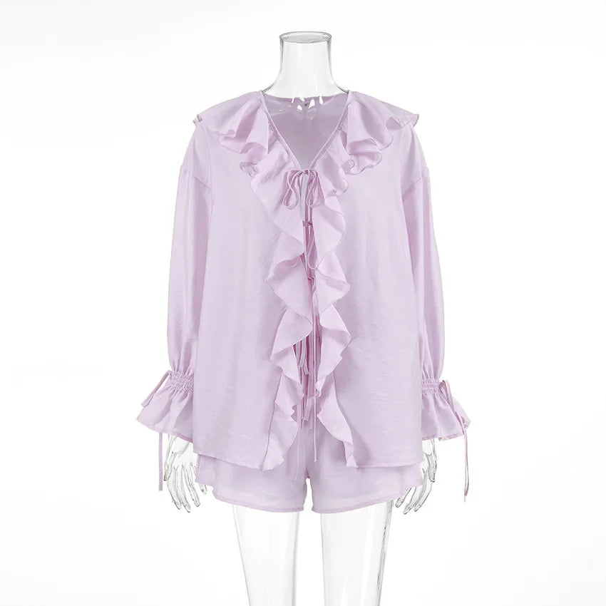 Ruffle Top Shorts Set