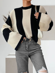Colorblock Drop Shoulder Knit Top