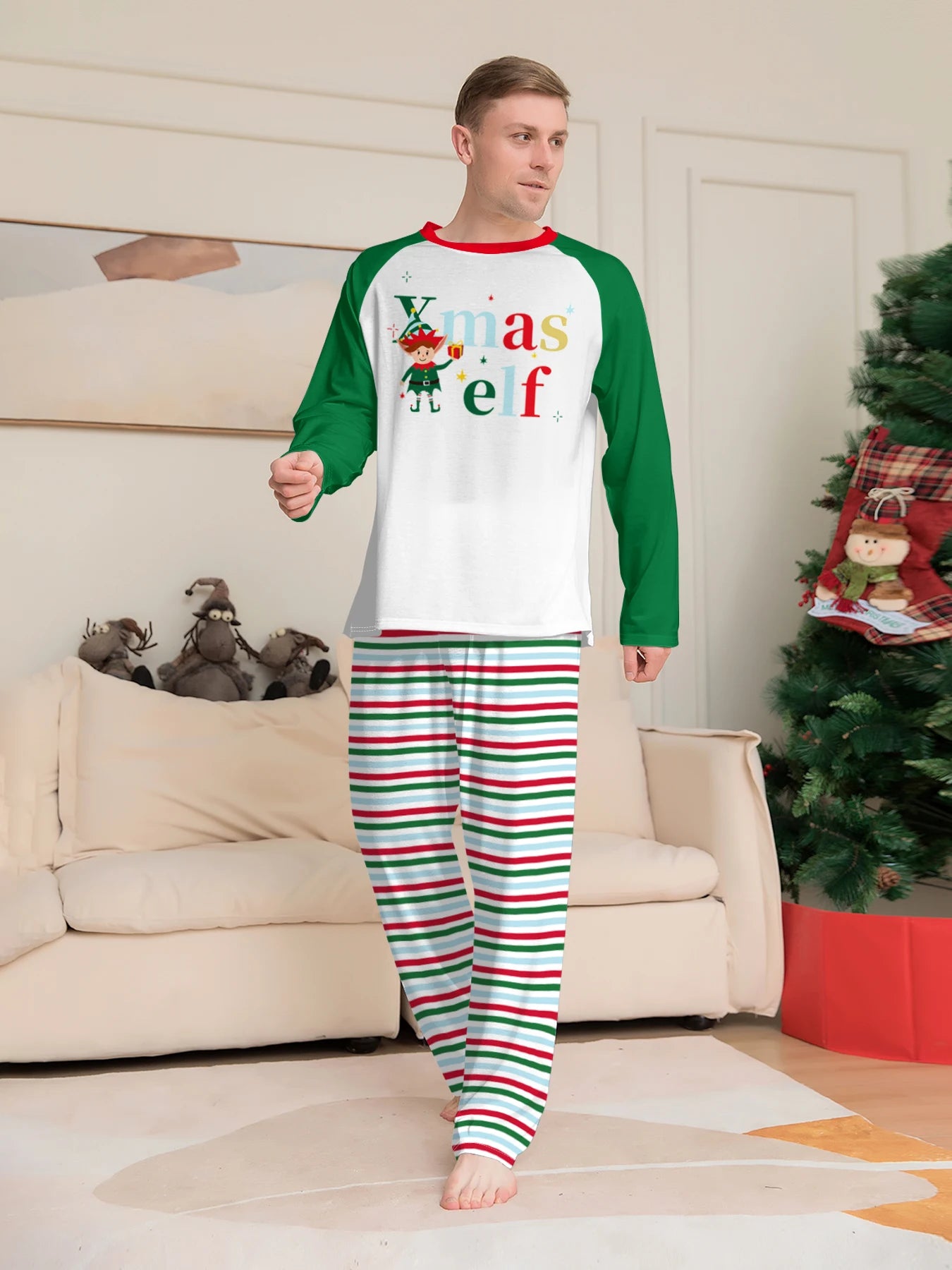 Christmas Elf Print Pajama Set