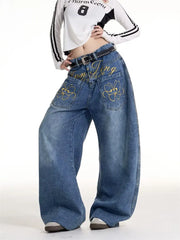 Embroidered Butterfly Jeans