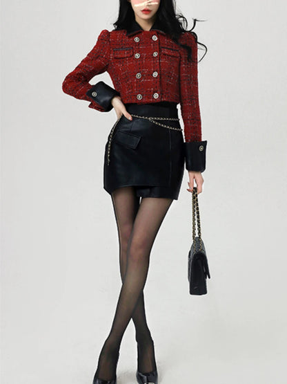 Women’s Christmas Leather Two-Piece Set