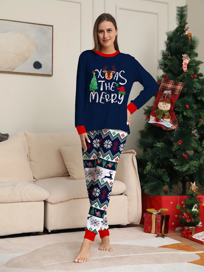 Reindeer & Christmas Tree Print Pajama Set