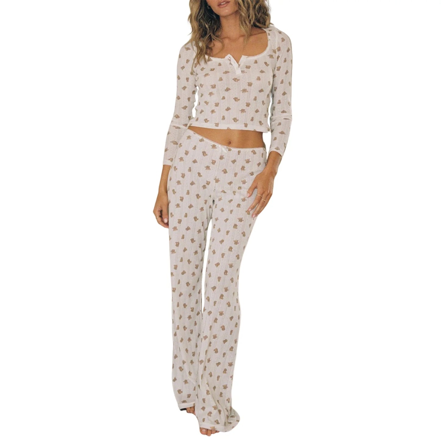 Heart Bear Print Pajama Set