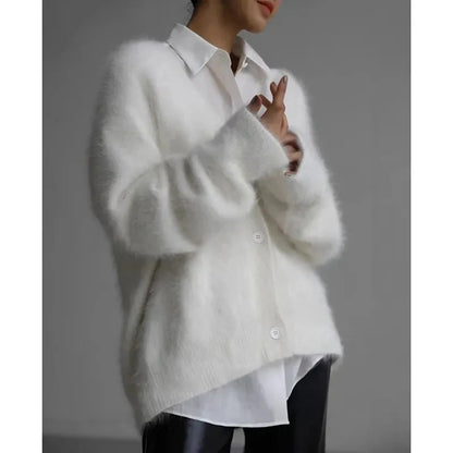 Imitation Mink Fur Knit Cardigan