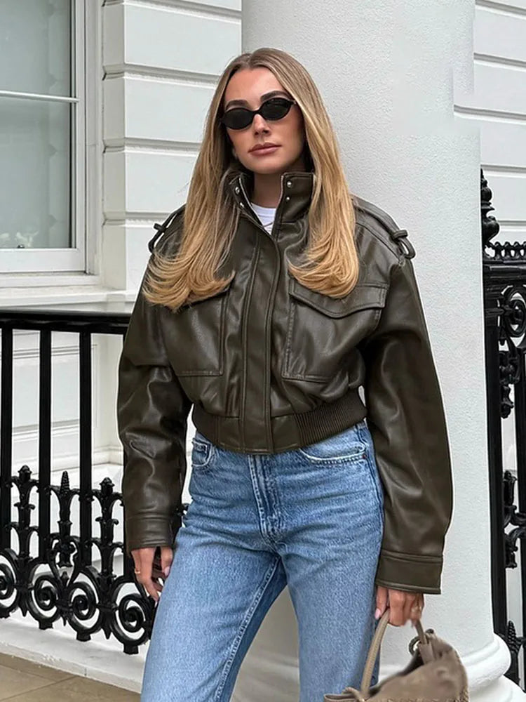 Solid Long Sleeve Streetwear Jacket